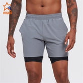 Custom Mens Gym Double-Layer Sports Quick-Dry Shorts
