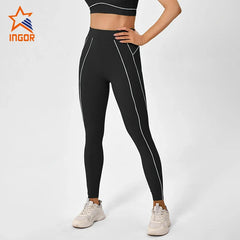 Custom Women Recycled High Waist Contrast Yoga Leggings | INGORSPORTS