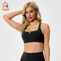 Custom Women V-neck Ribbed Recycled Adjustable Straps Sports Bra