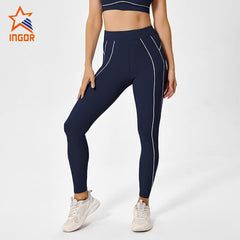 Custom Women Recycled High Waist Contrast Yoga Leggings | INGORSPORTS