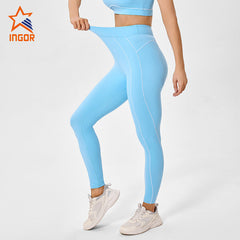 Custom Women Recycled High Waist Contrast Yoga Leggings | INGORSPORTS