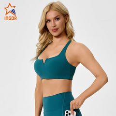 Custom Women V-neck Ribbed Recycled Adjustable Straps Sports Bra