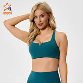 Custom Women V-neck Ribbed Recycled Adjustable Straps Sports Bra