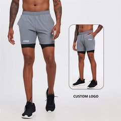 Custom Mens Gym Double-Layer Sports Quick-Dry Shorts