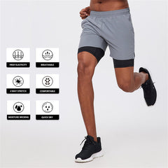 Custom Mens Gym Double-Layer Sports Quick-Dry Shorts