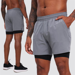 Custom Mens Gym Double-Layer Sports Quick-Dry Shorts