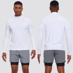 Custom Men Quick Drying Zipper Sports Gym Long Sleeve T Shirt