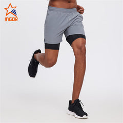 Custom Mens Gym Double-Layer Sports Quick-Dry Shorts