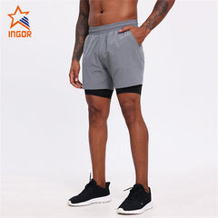 Custom Mens Gym Double-Layer Sports Quick-Dry Shorts