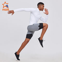 Custom Men Quick Drying Zipper Sports Gym Long Sleeve T Shirt