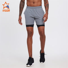Custom Mens Gym Double-Layer Sports Quick-Dry Shorts