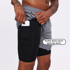 Custom Mens Gym Double-Layer Sports Quick-Dry Shorts