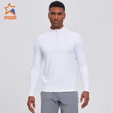 Custom Men Quick Drying Zipper Sports Gym Long Sleeve T Shirt