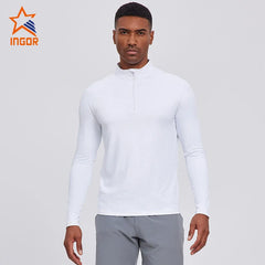 Custom Men Quick Drying Zipper Sports Gym Long Sleeve T Shirt