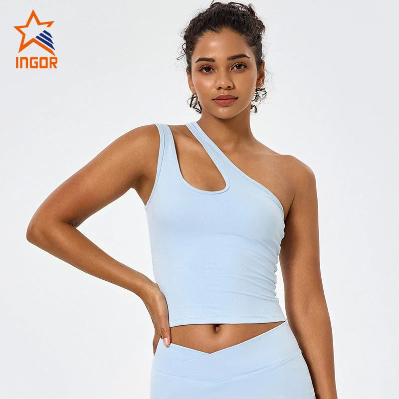 OEM Women Sports Vest With One Shoulder Strap Yoga Bra