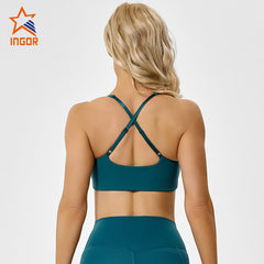 Custom Women V-neck Ribbed Recycled Adjustable Straps Sports Bra