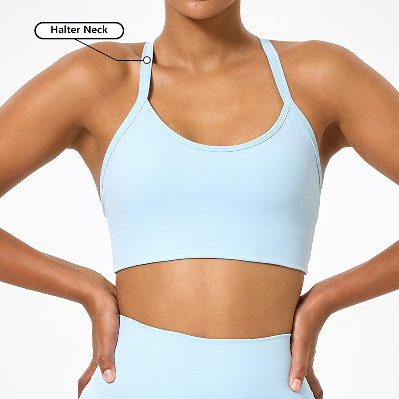 OEM Custom Recycled Neck-hanging Yoga Sports Bra