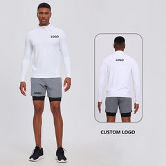 Custom Men Quick Drying Zipper Sports Gym Long Sleeve T Shirt